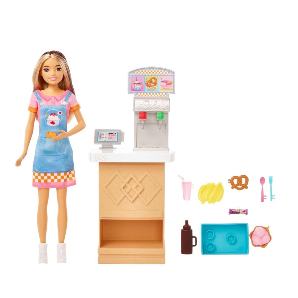 Barbie First Jobs Skipper Set with Doll Model, Snack Bar with Counter
